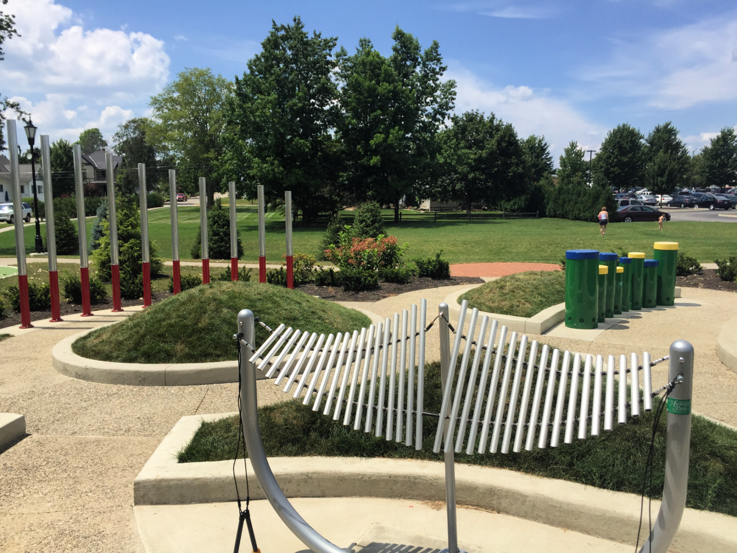 A park featuring outdoor musical instruments.